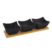 Miska servírovacia sada porcelán/bambus Black