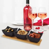 Miska servírovacia sada porcelán/bambus Black