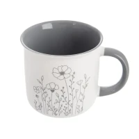 Hrnček 0,4L porcelán Kvet relief sivý/zelený