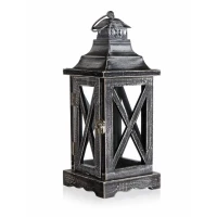 Lucerna 13x13x33cm drevo/kov