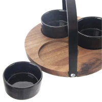 BLACK Servírovacie misky na bambusovej tácke – Štýlový set 4 ks