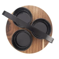 BLACK Servírovacie misky na bambusovej tácke – Štýlový set 4 ks