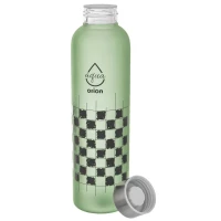 Fľaša 0,6L sklo/nerez Šachovnica