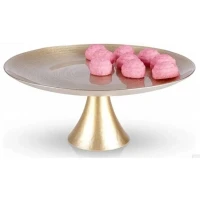 Luxusný sklenený podnos na tortu Zlatý – Priemer 28 cm, na elegantné servírovanie