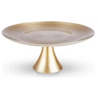Luxusný sklenený podnos na tortu Zlatý – Priemer 28 cm, na elegantné servírovanie