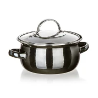BANQUET smaltovaný hrniec METALLIC Black 14 cm, 0,71 l, s pokrievkou
