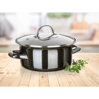 BANQUET smaltovaný hrniec METALLIC Black 18 cm, 1,3 l, s pokrievkou