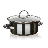 BANQUET smaltovaný hrniec METALLIC Black 18 cm, 1,3 l, s pokrievkou