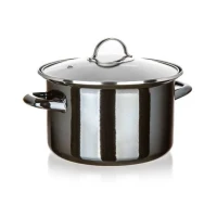 BANQUET smaltovaný hrniec METALLIC Black 24 cm, 3,7 l, s pokrievkou