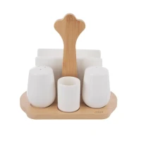 Sada dochucovacia 5dielna porcelán/bambus 