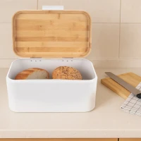 Chlebník 30x19,5x14,5cm plech/bambus