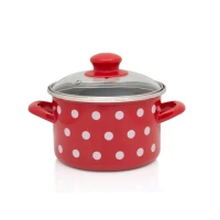 Hrniec s pokrievkou 24cm/6,75L biele bodky