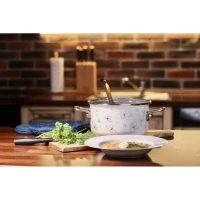 Smaltovaný hrniec BELIS PREMIUM biely, ø 18 cm – 2,2 l, so sklenenou pokrievkou