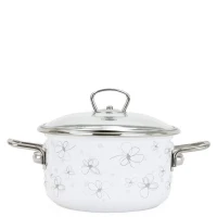 Smaltovaný hrniec BELIS PREMIUM biely, ø 18 cm – 2,2 l, so sklenenou pokrievkou