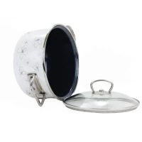 Smaltovaný hrniec BELIS PREMIUM biely, ø 18 cm – 2,2 l, so sklenenou pokrievkou