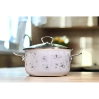 Smaltovaný hrniec BELIS PREMIUM biely, ø 18 cm – 2,2 l, so sklenenou pokrievkou