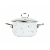 Smaltovaný hrniec BELIS PREMIUM biely, ø 18 cm – 2,2 l, so sklenenou pokrievkou