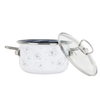 Smaltovaný hrniec BELIS PREMIUM biely, ø 18 cm – 2,2 l, so sklenenou pokrievkou