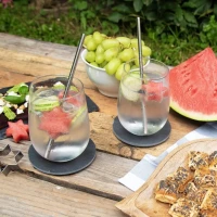 Slamky nerezové nápojové 4ks 18cm + kefka