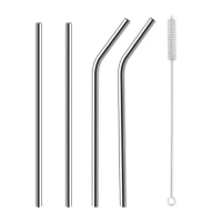 Slamky nerezové nápojové 4ks 18cm + kefka