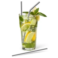 Slamky nerezové nápojové 4ks 18cm + kefka