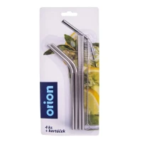 Slamky nerezové nápojové 4ks 18cm + kefka