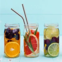 Slamky nerezové nápojové 4ks 18cm + kefka