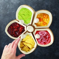 Miska servírovacia sada porcelán/bambus s napichovátkami