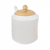 Cukornička porcelán/drevo+lyžička WHITELINE