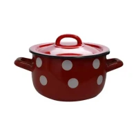 Hrniec smalt 1,7L/16cm červený Bodky